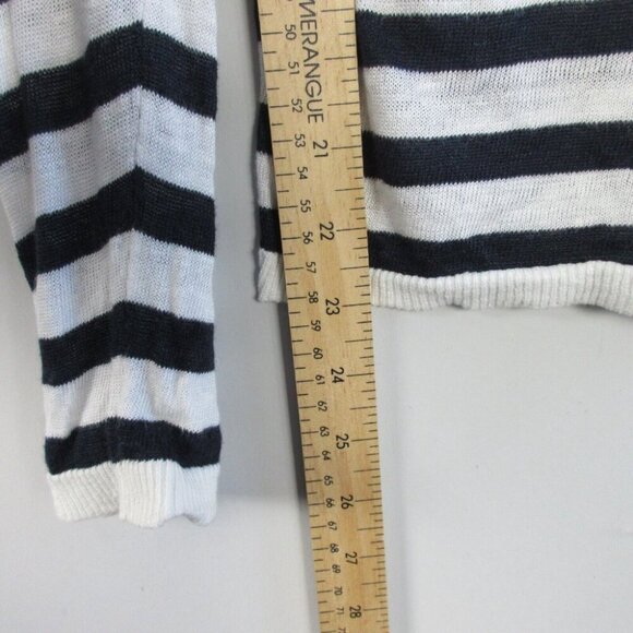 Club Monaco Linen Blend Nautical Sweater Women XS Striped Black White Knit 166 - Picture 9 of 10